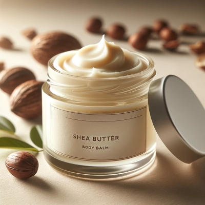 a full jar of an Organic Skincare shea butter body balm